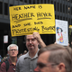 People gather downtown protest the alt-right movement and to mourn the victims of yesterdays rally in Charlottesville, Virginia on August 13, 2017 in Chicago, Illinois.
